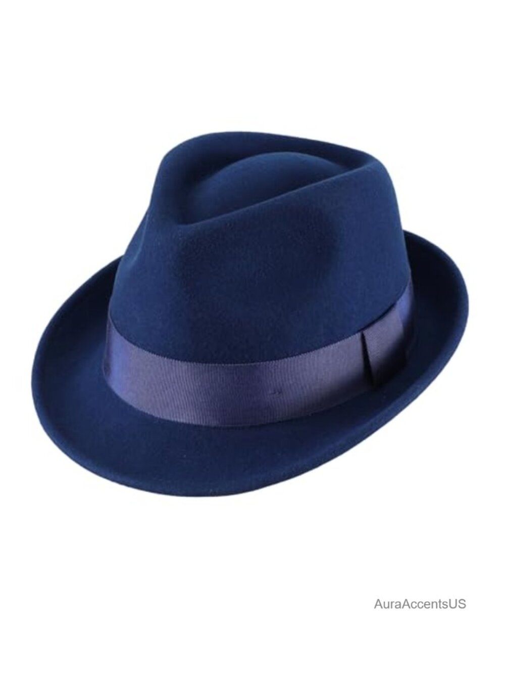 Wool Felt Winter Fedora Hat Short Brim Pinched Crown